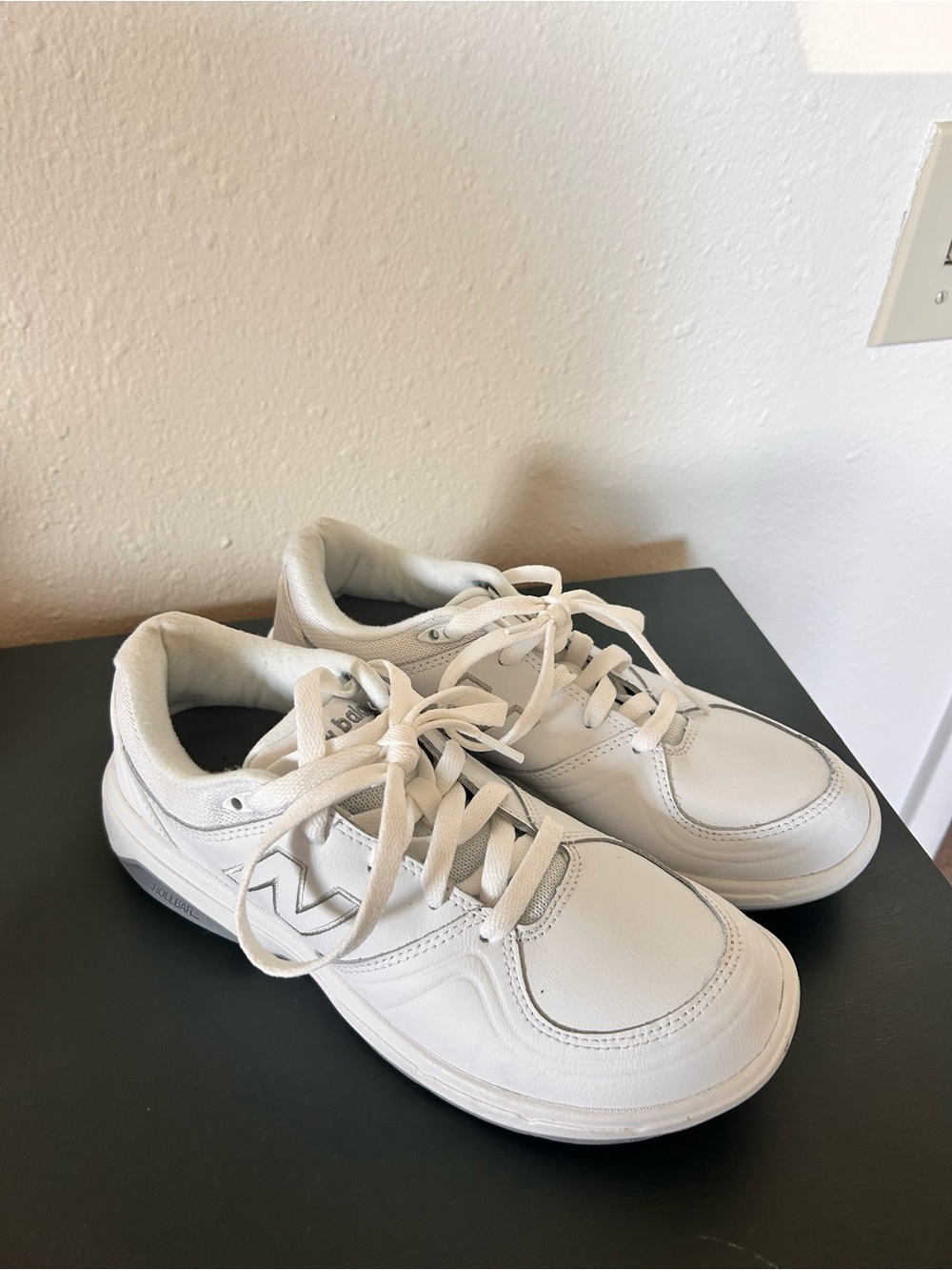 New Balance White Low-Top Leather Sneakers